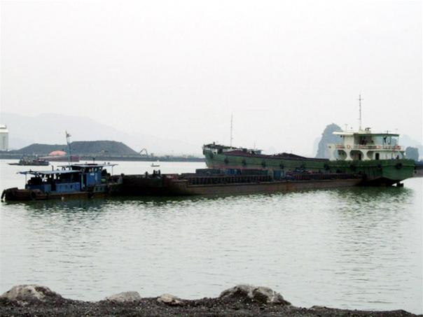 Tàu không số chở than lậu bị giữ tại Cảng Vạn Gia