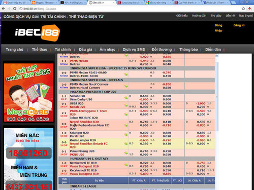 Tỷ lệ cá cược bóng đá cập nhật liên tục trên trang Ibet188.vn