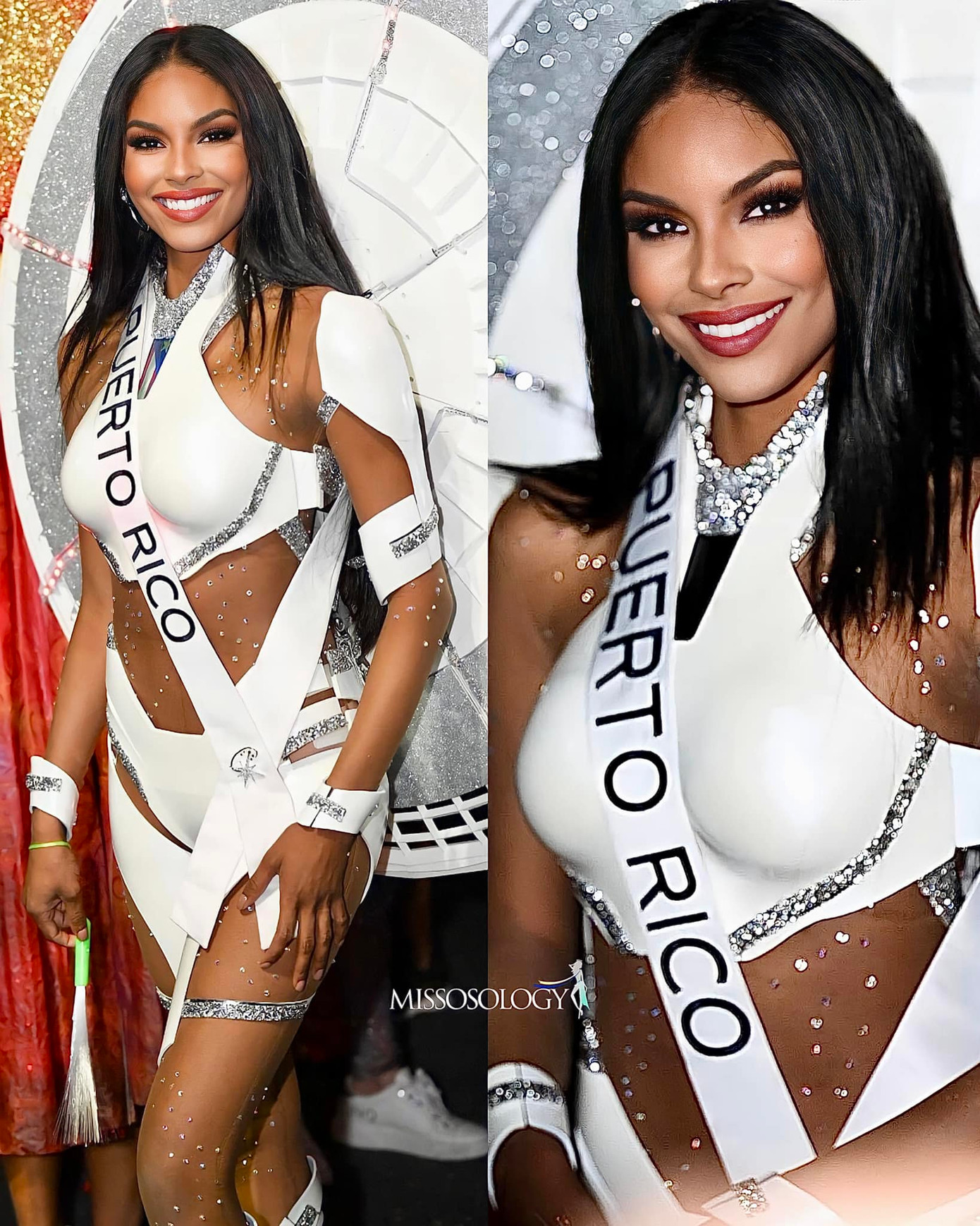 Các thí sinh được chia làm 2 nhóm để tham gia hoạt động trong ngày 6/1. Một nhóm thí sinh diễu hành trong trang phục dân tộc, nhóm thứ 2 sẽ diễu hành với trang phục đồng diễn. Ngọc Châu thuộc nhóm thí sinh thứ 2. Cô mặc bộ trang phục đồng diễn kiểu cổ yếm có tông màu hồng pastel.