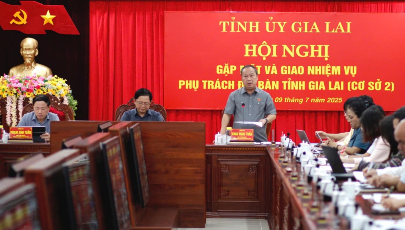 Phó Bí thư Tỉnh ủy Châu Ngọc Tuấn phát biểu tại hội nghị.