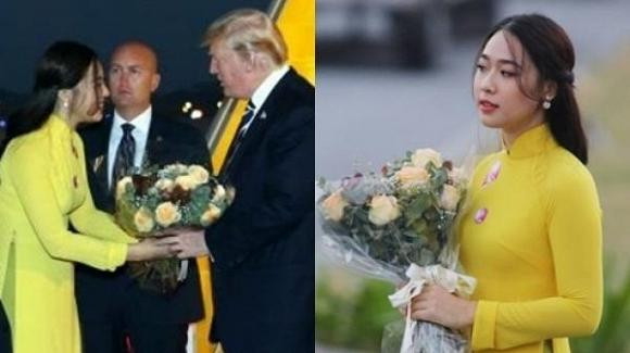 Hà My từng gây "bão mạng" khi tặng hoa Tổng thống Trump. Hà My từng gây "bão mạng" khi tặng hoa Tổng thống Trump.