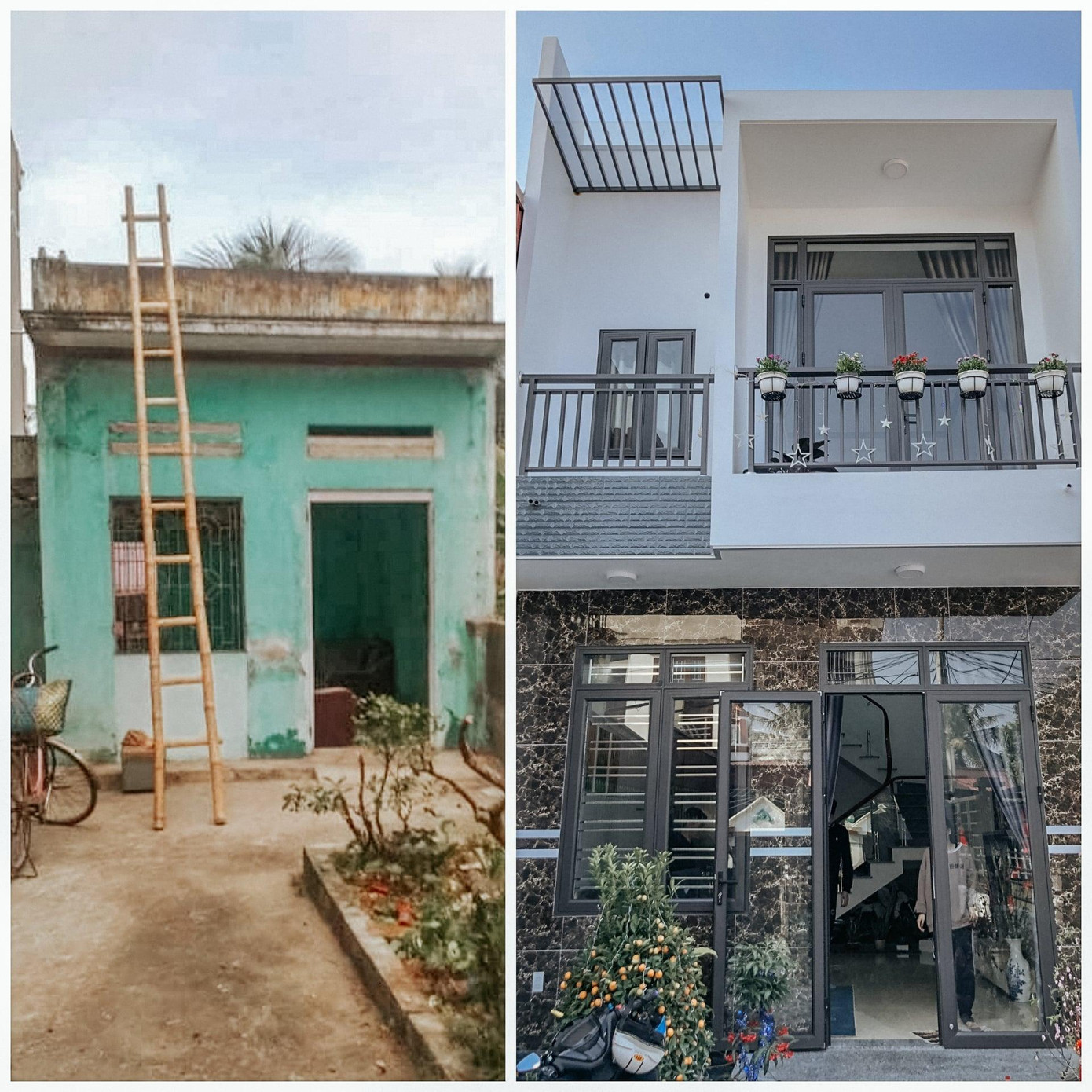 Căn nhà được xây trên nền căn nhà cũ. Xây một căn nhà thật đẹp cho ba mẹ là ước mơ từ ngày nhỏ của Thùy Trang. Cô đã thực hiện nó trong vòng 3 tháng nỗ lực làm việc không ngừng nghỉ.