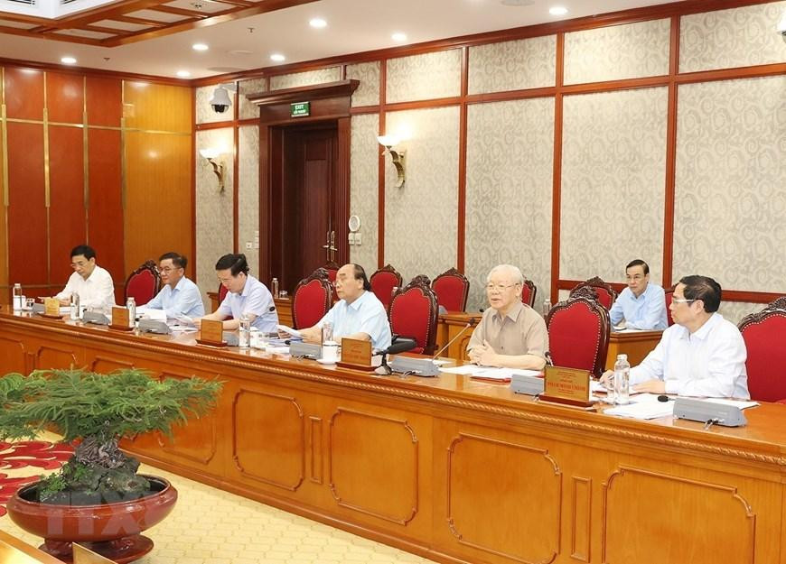 Tổng Bí thư Nguyễn Phú Trọng phát biểu kết luận cuộc họp. (Ảnh: Trí Dũng/TTXVN) Tổng Bí thư Nguyễn Phú Trọng phát biểu kết luận cuộc họp. (Ảnh: Trí Dũng/TTXVN)