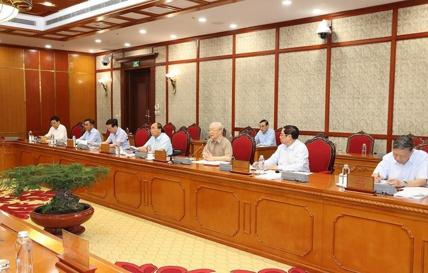 Tổng Bí thư Nguyễn Phú Trọng phát biểu kết luận cuộc họp. (Ảnh: Trí Dũng/TTXVN) Tổng Bí thư Nguyễn Phú Trọng phát biểu kết luận cuộc họp. (Ảnh: Trí Dũng/TTXVN)