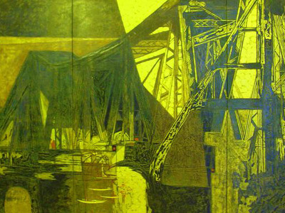 Hà Nội có cầu Long Biên-sơn mài của Nguyễn Trường Linh, huy chương Vàng triển lãm Mỹ thuật toàn quốc. Ảnh: N.M.H