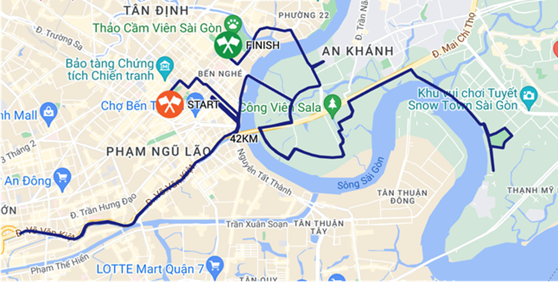 Lộ trình 42km. Lộ trình 42km.