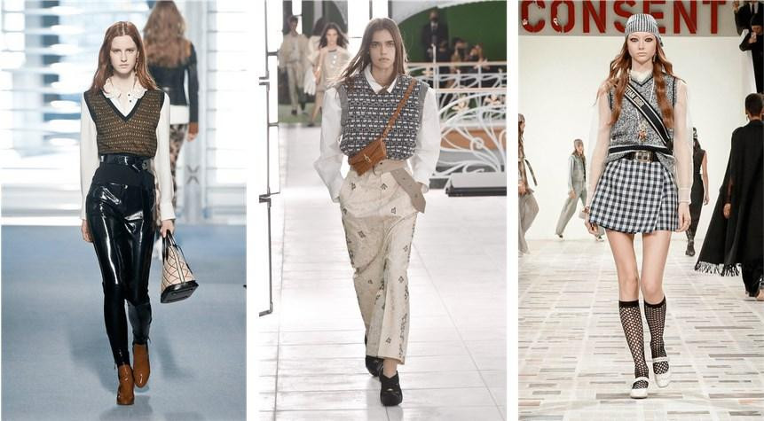 Sweater vest trên sàn diễn của Louis Vuitton và Dior. Sweater vest trên sàn diễn của Louis Vuitton và Dior.