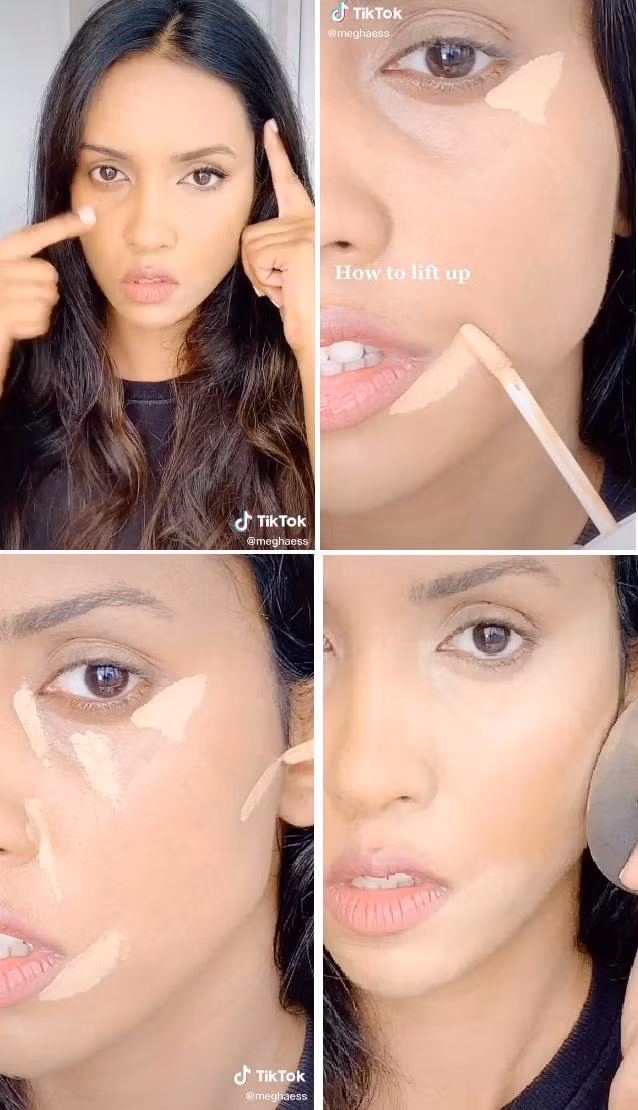 Chỉ với 15 giây lướt TikTok, bạn có thể lượm được bí kíp make-up nâng cơ mặt thần kì.