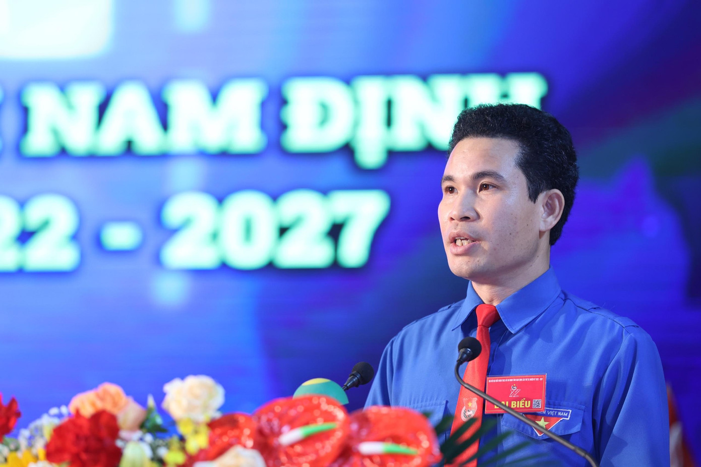 Anh Triệu Văn Thái - Bí thư Tỉnh Đoàn Nam Định, khai mạc phiên trọng thể. Ảnh: Như Ý