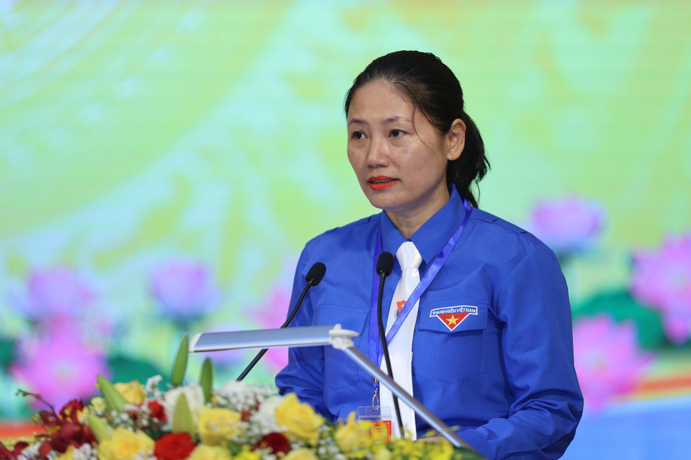 Chị Đoàn Thị Thanh Tâm, Bí thư Tỉnh Đoàn, Chủ tịch Hội LHTN Việt Nam tỉnh Yên Bái khai mạc đại hội. Ảnh: Như Ý