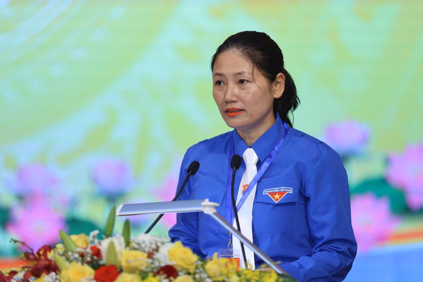 Chị Đoàn Thị Thanh Tâm, Bí thư Tỉnh Đoàn, Chủ tịch Hội LHTN Việt Nam tỉnh Yên Bái khai mạc đại hội. Ảnh: Như Ý