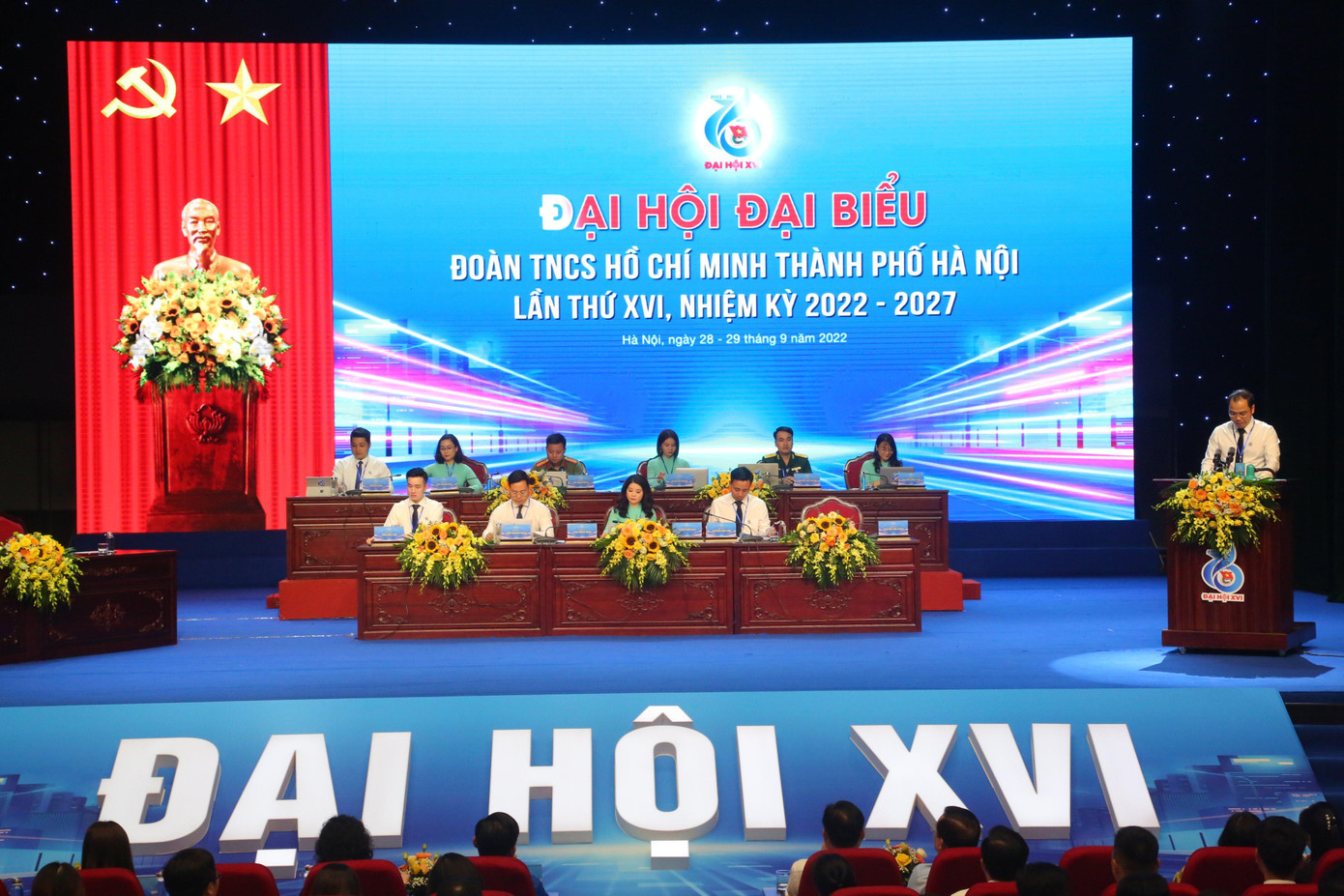 Phiên khai mạc Đại hội Đoàn TP Hà Nội lần thứ XVI, nhiệm kỳ 2022 - 2027. Ảnh: Trọng Tài Phiên khai mạc Đại hội Đoàn TP Hà Nội lần thứ XVI, nhiệm kỳ 2022 - 2027. Ảnh: Trọng Tài