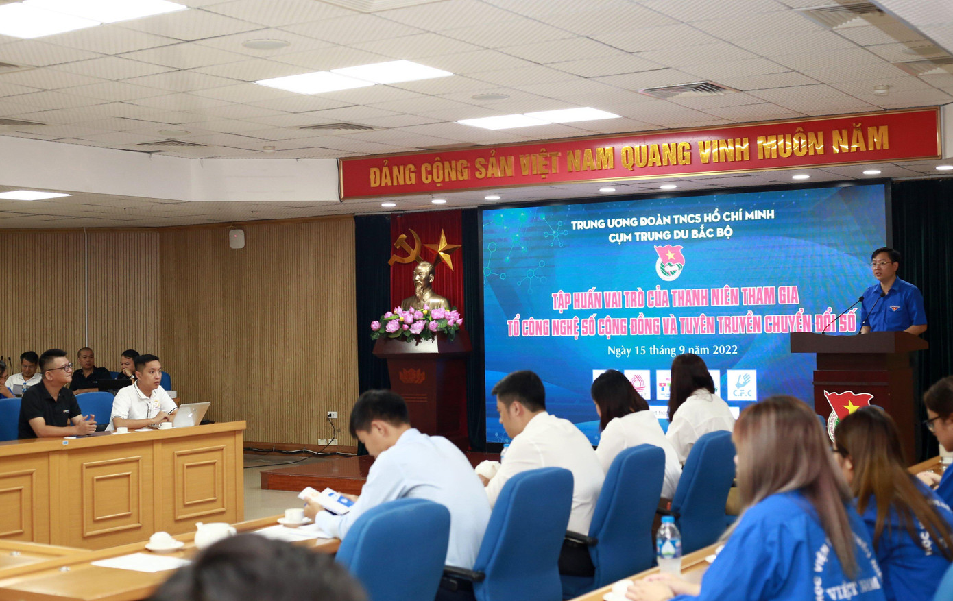 Tập huấn “Vai trò của thanh niên tham gia Tổ công nghệ số cộng đồng và tuyên truyền chuyển đổi số”. - Ảnh: Bảo Anh