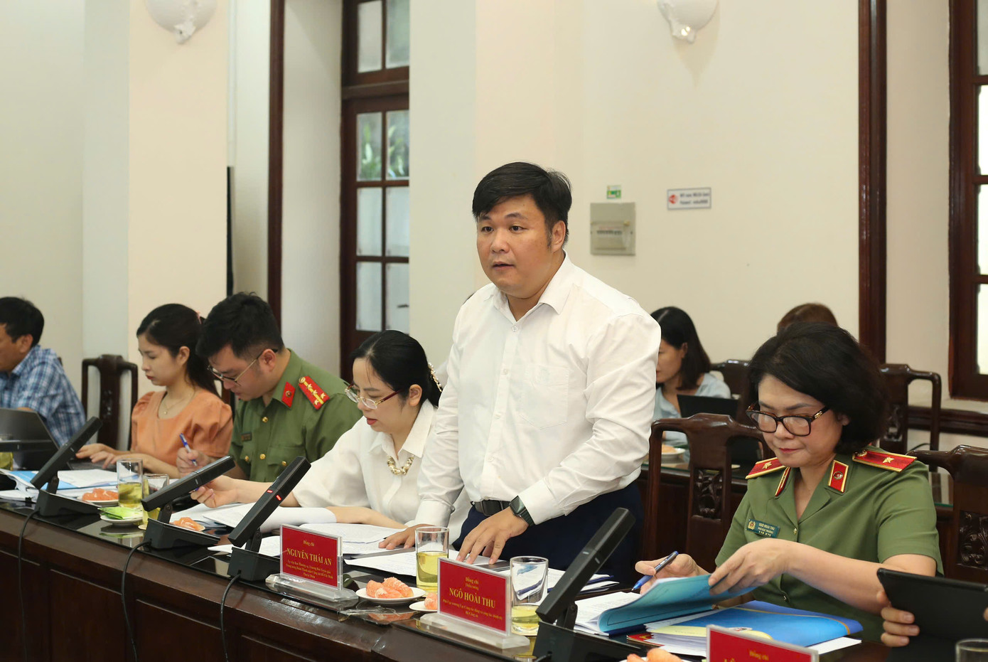 Anh Nguyễn Thái An - Trưởng ban Tuyên giáo T.Ư Đoàn trao đổi tại buổi làm việc. Ảnh: Bảo Anh Anh Nguyễn Thái An - Trưởng ban Tuyên giáo T.Ư Đoàn trao đổi tại buổi làm việc. Ảnh: Bảo Anh