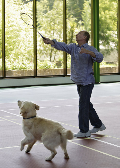 Những lúc chơi thể thao, những chú cưng của ông Putin cũng vui đùa xung quanh