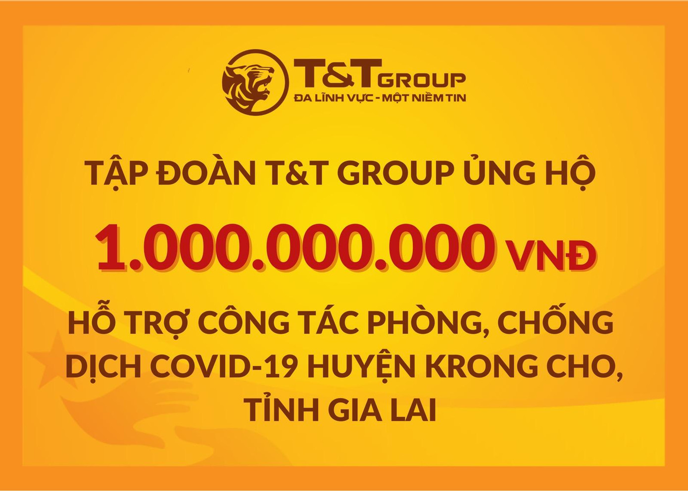 Tập đoàn T&T Group ủng hộ huyện Krông Cho 1 tỷ đồng để hỗ trợ phòng chống dịch Covid-19 Tập đoàn T&T Group ủng hộ huyện Krông Cho 1 tỷ đồng để hỗ trợ phòng chống dịch Covid-19