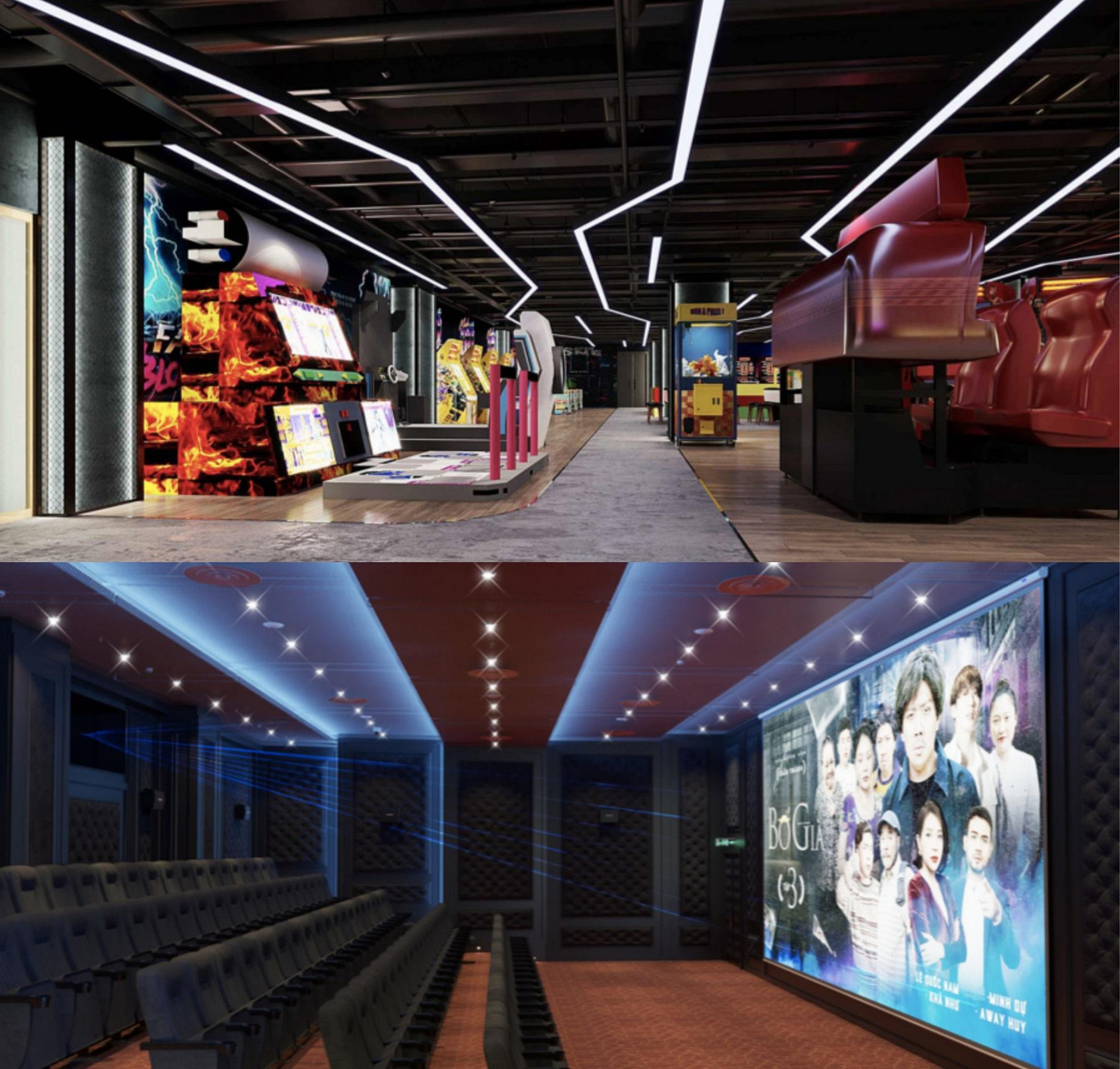 Phối cảnh khu chiếu phim và Gamezone