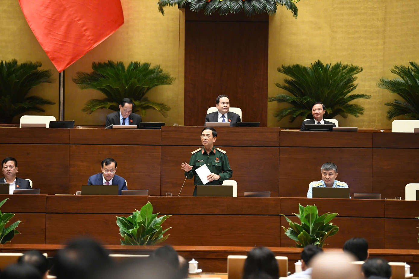 Đại tướng Phan Văn Giang - Bộ trưởng Bộ Quốc phòng tại phiên họp. Ảnh: Như Ý