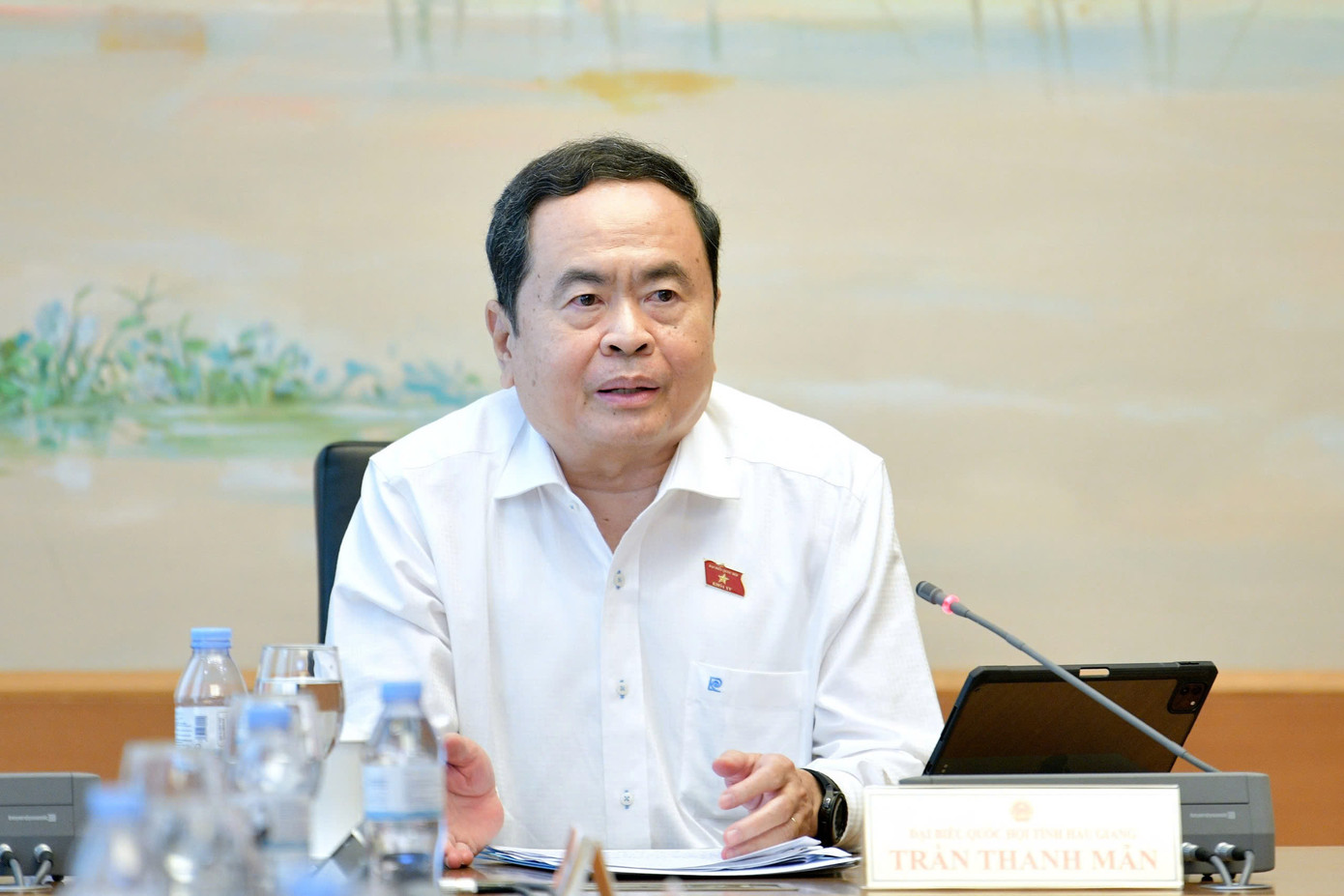 Chủ tịch Quốc hội Trần Thanh Mẫn phát biểu tại phiên thảo luận. Ảnh: Như Ý