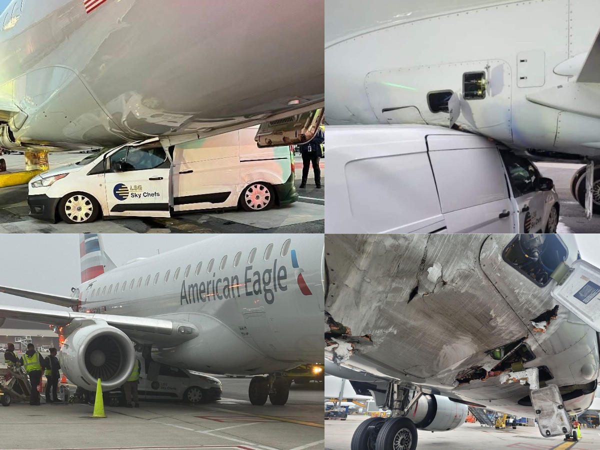 Phần thân dưới của máy bay bị móp, gây nghi ngại về khả năng rò rỉ áp suất hoặc ảnh hưởng đến kết cấu chịu lực. Ảnh: X Phần thân dưới của máy bay bị móp, gây nghi ngại về khả năng rò rỉ áp suất hoặc ảnh hưởng đến kết cấu chịu lực. Ảnh: X