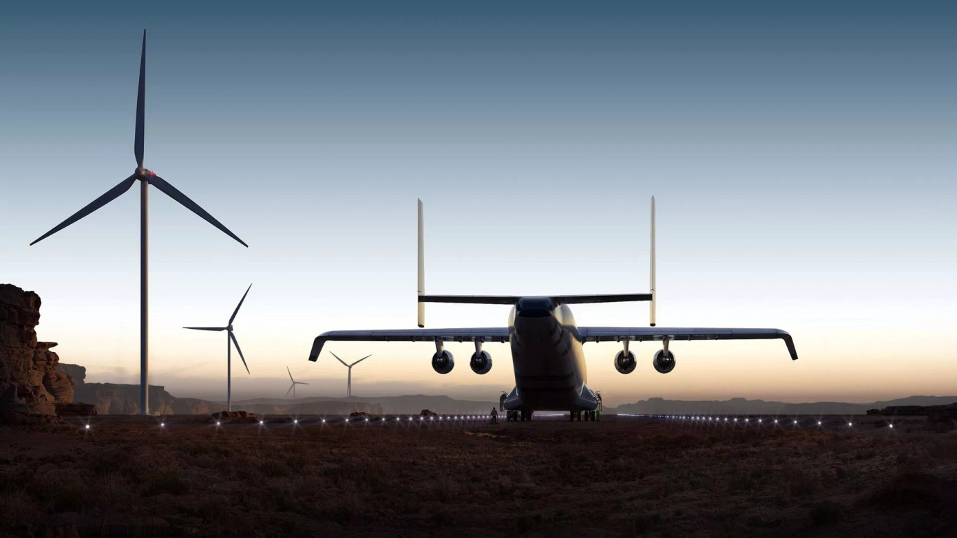 Bản vẽ WindRunner đang lăn bánh sau khi hạ cánh. Bản vẽ WindRunner đang lăn bánh sau khi hạ cánh.