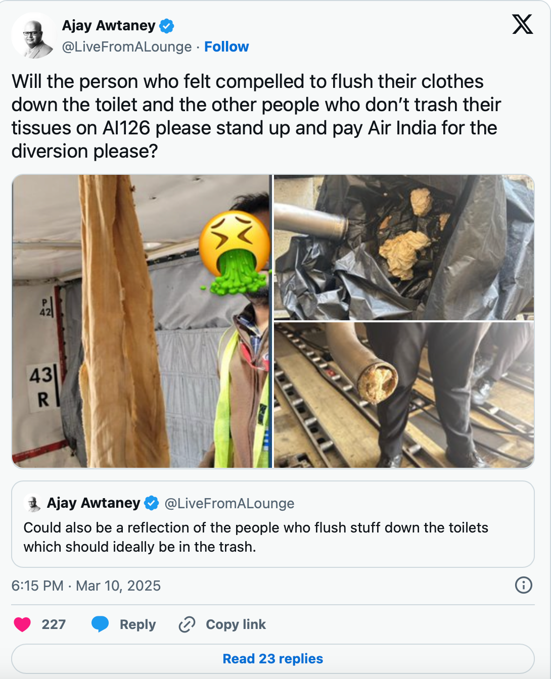 Nhiều ý kiến chỉ trích hành khách thiếu ý thức khi xả rác không đúng nơi quy định.