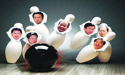 Những quan chức mất chức hoặc bị điều tra tội tham nhũng trong vòng 1 tháng trước và sau Đại hội lần thứ 18 của Đảng Cộng sản Trung Quốc. Ảnh: CFP/Global Times