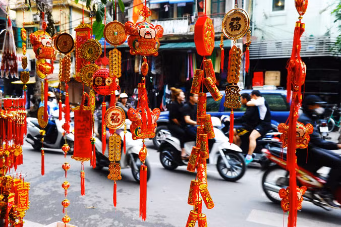 Hình ảnh đường phố Hà Nội, Việt Nam trong những ngày giáp Tết