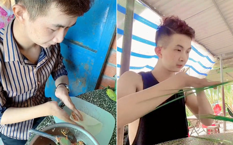 Tấn Phát nấu ăn bằng hai ngón tay.