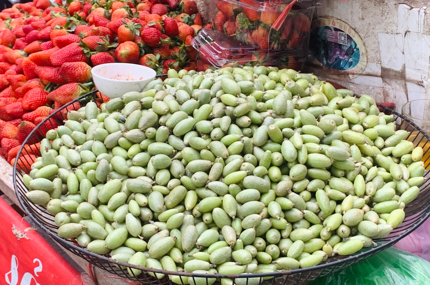 Nhót xanh Sơn La cũng nhận được sự ưa chuộng của các chị em. Loại nhót này không hạt, có vị chua và hơi chát, thường được dùng chấm với chẩm chéo hoặc làm rau cuốn bánh tráng.