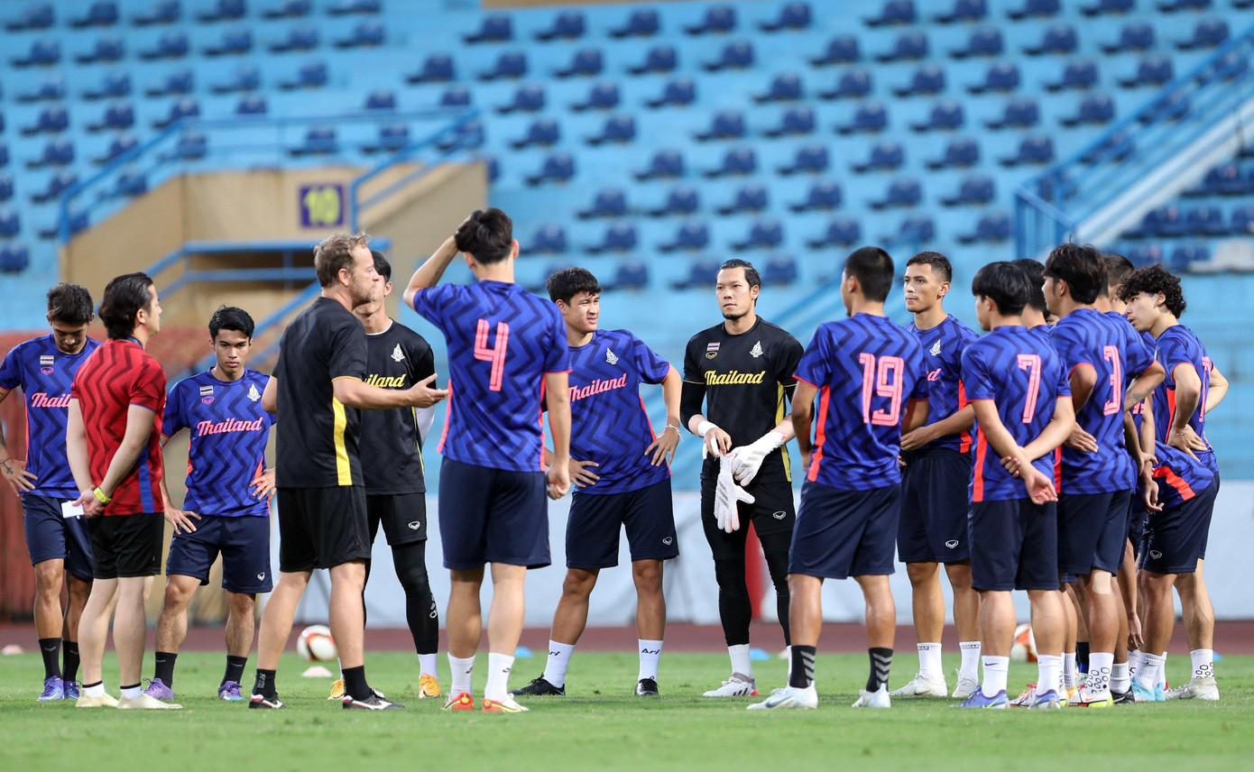 U23 Thái Lan được đánh giá có hàng tiền vệ và tiền đạo tốt, đã ghi 13 bàn sau 5 trận tại SEA Games 31. (ảnh Hữu Phạm)