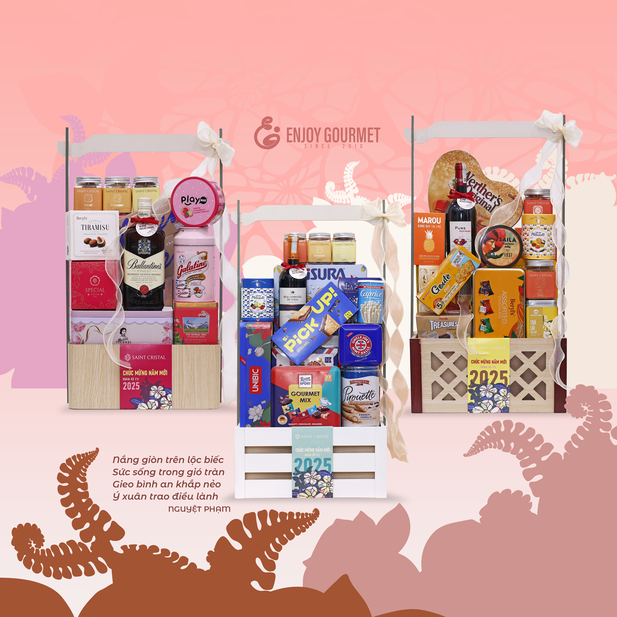 Bộ sưu tập giỏ quà Tết an nhiên - phú quý - thịnh vượng Bộ sưu tập giỏ quà Tết an nhiên - phú quý - thịnh vượng