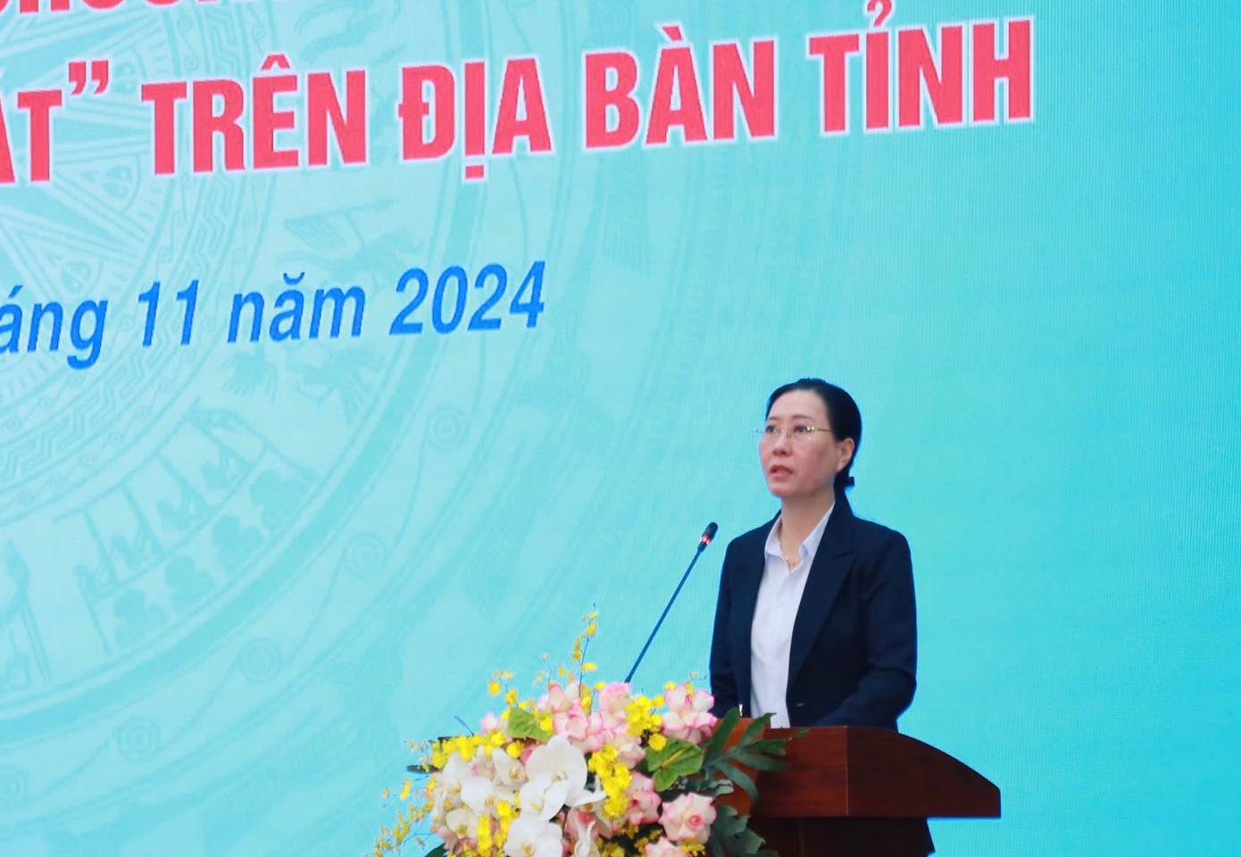 Bí thư Tỉnh ủy Quảng Ngãi Bùi Thị Quỳnh Vân phát biểu tại lễ phát động.