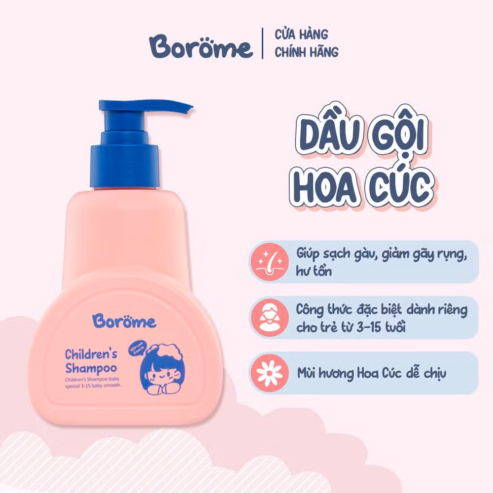 Dầu gội Borome Children’s Shampoo với phiếu công bố sản phẩm mỹ phẩm số 227440/24/CBMP-QLD do Cục quản lý Dược tiếp nhận ngày 25/02/2024 phù hợp cho trẻ từ 3-15 tuổi Dầu gội Borome Children’s Shampoo với phiếu công bố sản phẩm mỹ phẩm số 227440/24/CBMP-QLD do Cục quản lý Dược tiếp nhận ngày 25/02/2024 phù hợp cho trẻ từ 3-15 tuổi