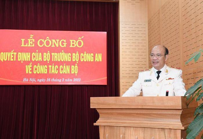 Thiếu tướng Cao Đăng Hưng phát biểu nhận nhiệm vụ. Ảnh BCA