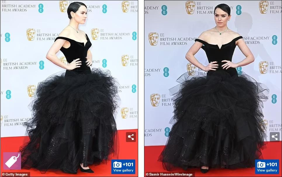 Mỹ nhân "Chiến tranh giữa các vì sao" Daisy Ridley khoe làn da trắng "bật tông" trong đầm công chúa bồng bềnh màu đen.