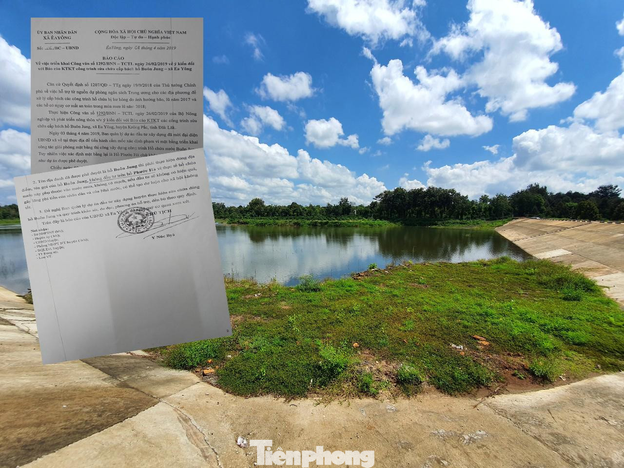 Trong ảnh, UBND xã Ea Yông làm văn bản đề nghị cấp trên làm hồ Buôn Jung không làm hồ Phước Hà
