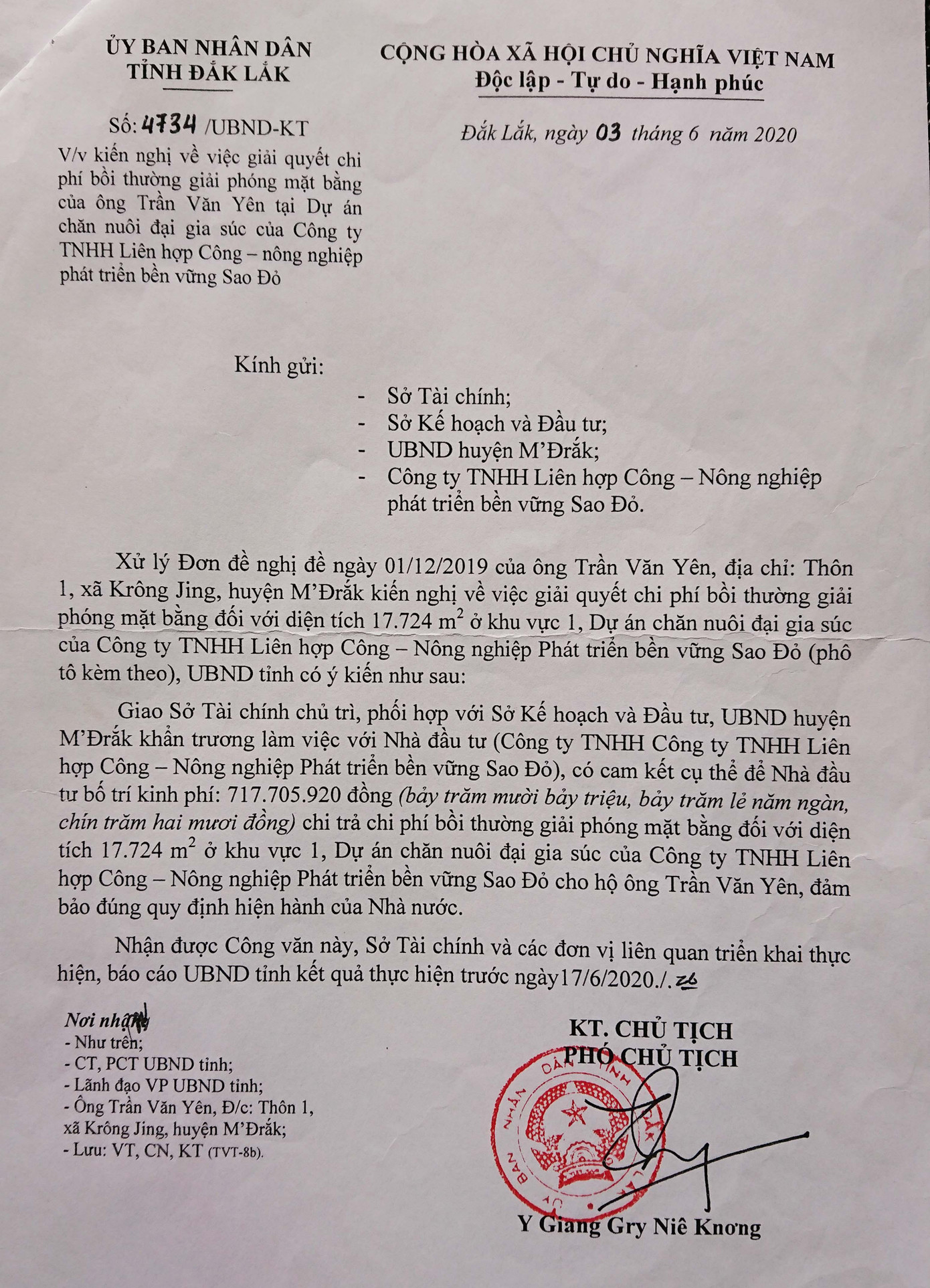 UBND tỉnh Đắk Lắk nhiều lần trả lời ông Trần Văn Yên bằng văn bản, nhưng vẫn không xử lý dứt điểm vụ việc