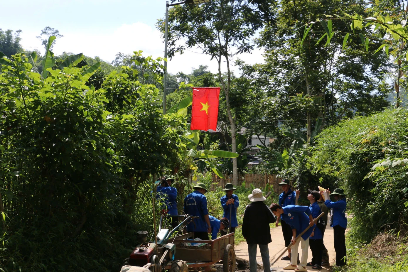 Sinh viên tình nguyện thắp sáng đường quê.