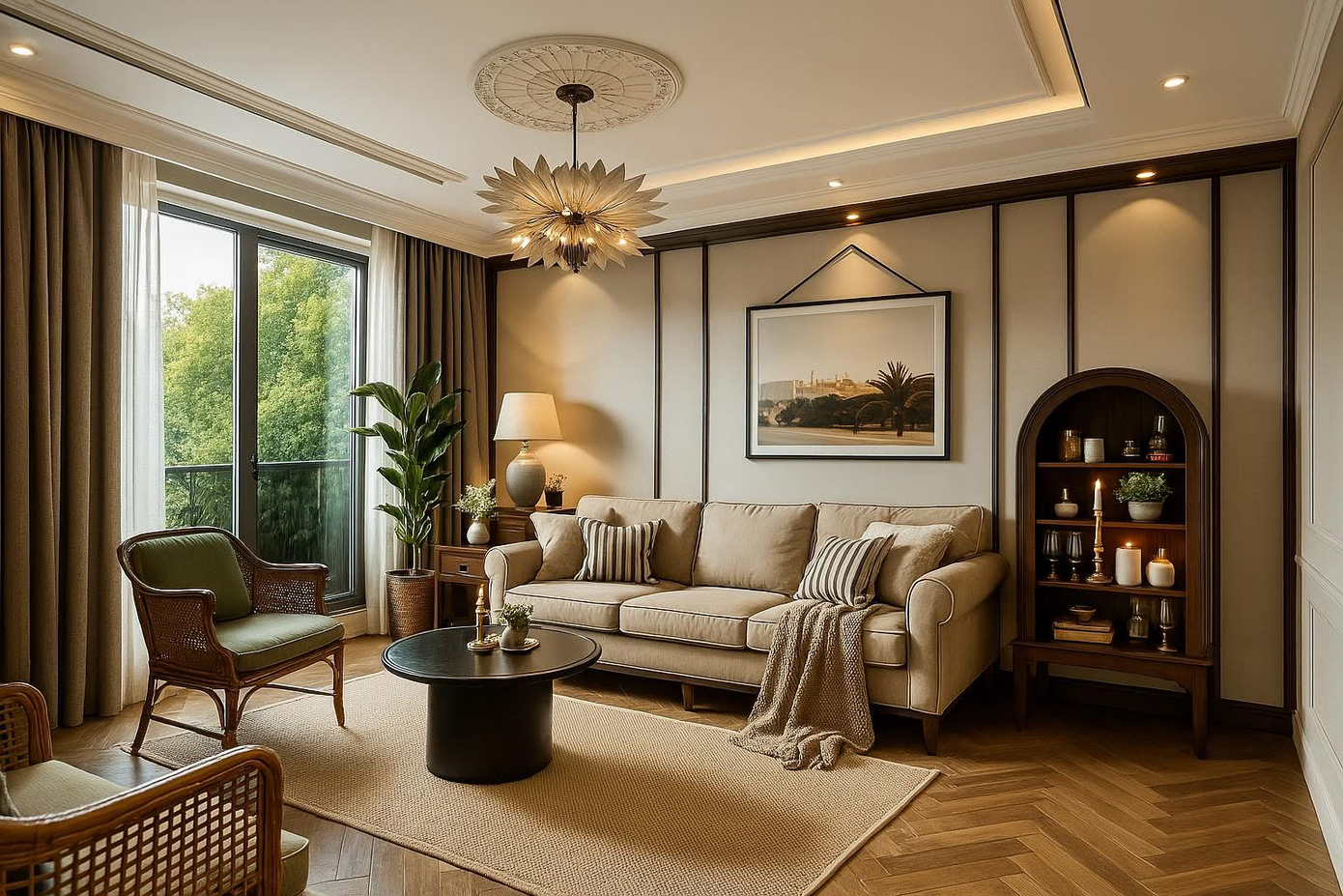Với phong cách hiện đại pha chút cổ điển với tông nâu – be ấm áp, nội thất mây tre đan và ánh sáng tự nhiên ngập tràn, tạo nên không gian sống tinh tế và gần gũi. Với phong cách hiện đại pha chút cổ điển với tông nâu – be ấm áp, nội thất mây tre đan và ánh sáng tự nhiên ngập tràn, tạo nên không gian sống tinh tế và gần gũi.