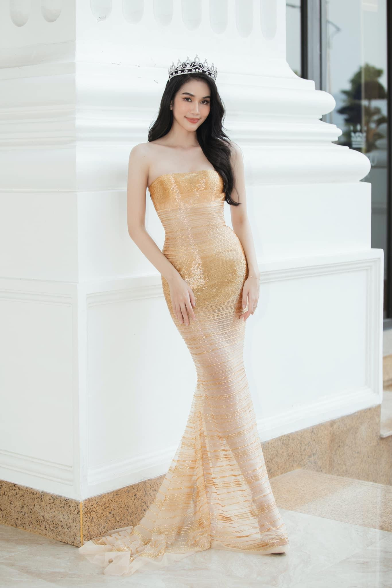 Trước đó bộ váy này cũng từng được Á hậu Phương Anh mặc tại buổi họp báo giới thiệu về vòng chung khảo Miss World Vietnam 2022 tại Thái Nguyên.