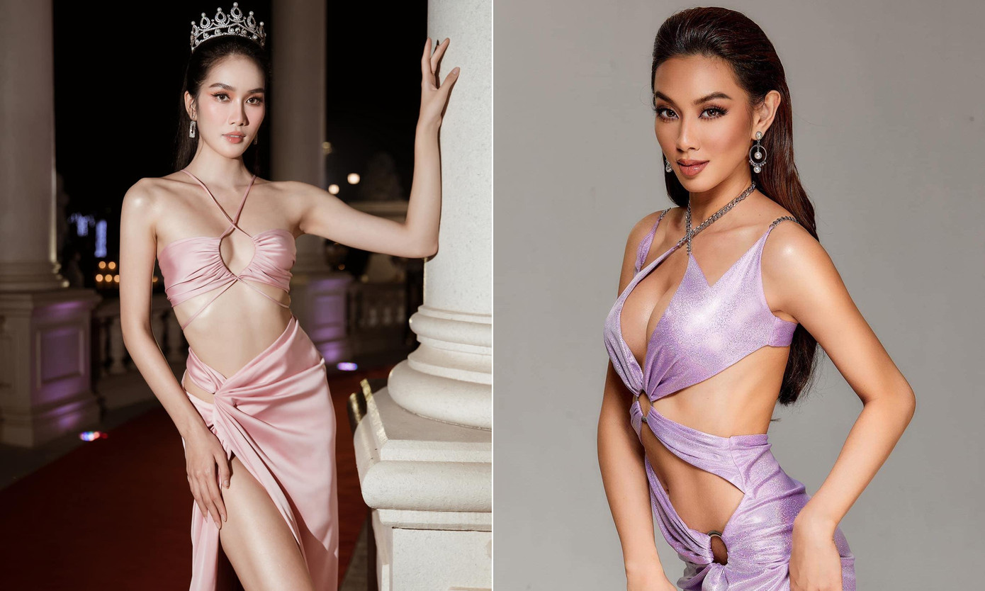 Bộ váy mà Phương Anh mặc trong đêm chung khảo vừa qua cũng chính là kiểu thiết kế cut-out yêu thích làm nên thương hiệu của Hoa hậu Thuỳ Tiên. Dù ít khi mặc váy cắt xẻ giống Thuỳ Tiên nhưng các fans nhận xét nhan sắc của nàng &quot;Á hậu học giỏi&quot; cũng nóng bỏng không hề thua kém Hoa hậu Hoà bình Quốc tế 2021.