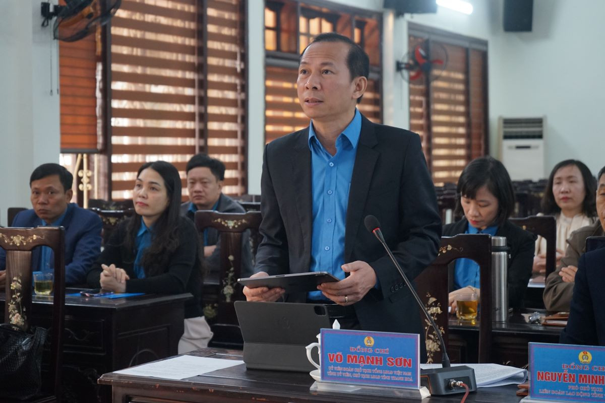 Ông Võ Mạnh Sơn, Chủ tịch Liên đoàn lao động tỉnh Thanh Hóa. Ảnh: Quách Du