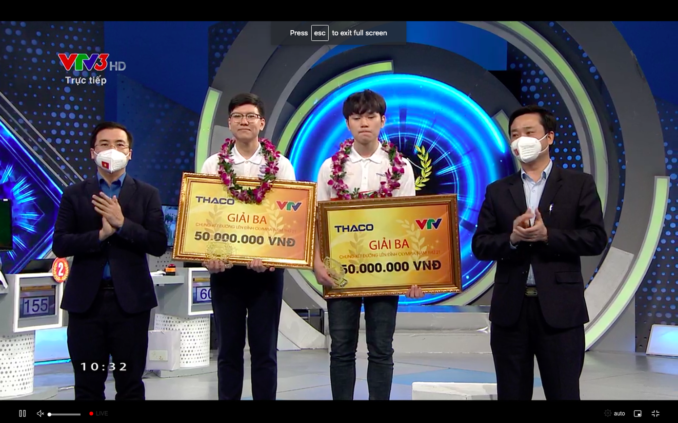 Nguyễn Việt Thái và Nguyễn Đình Duy Anh giành giải ba Nguyễn Việt Thái và Nguyễn Đình Duy Anh giành giải ba