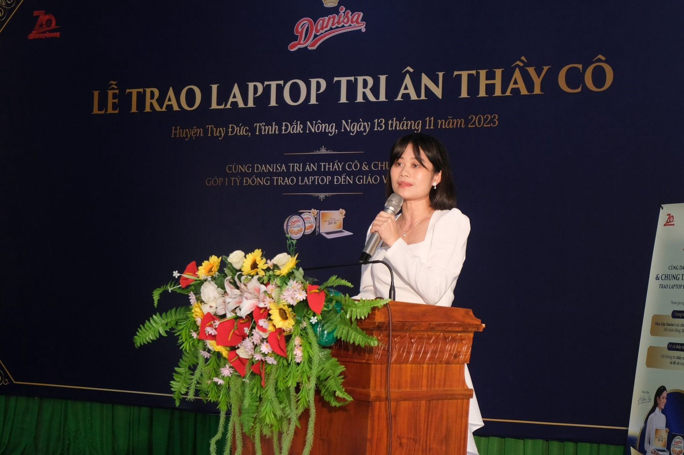 Bà Đinh Hoàng An Na - Trưởng phòng thương hiệu cấp cao nhãn hàng Danisa Việt Nam phát biểu tại chương trình. Bà Đinh Hoàng An Na - Trưởng phòng thương hiệu cấp cao nhãn hàng Danisa Việt Nam phát biểu tại chương trình.