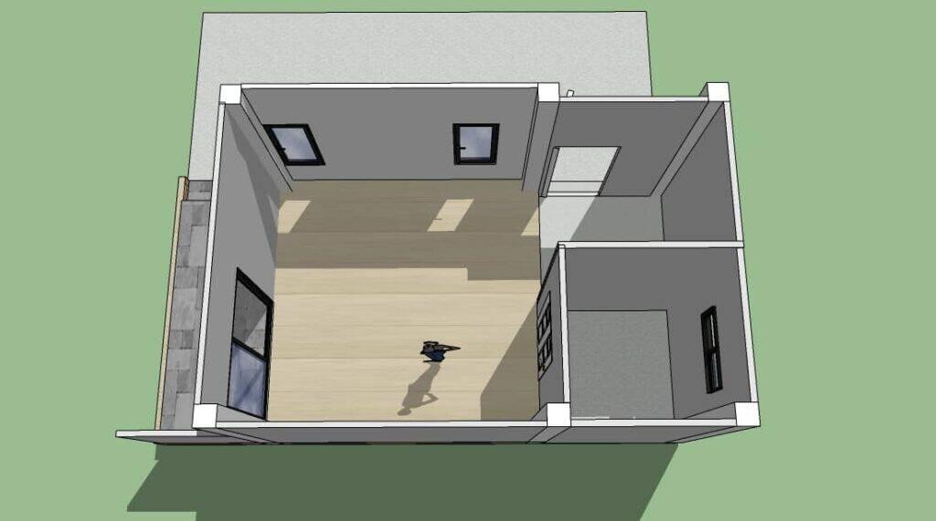 Mặc dù vậy, căn nhà vẫn đảm bảo có đầy đủ mọi phòng chức năng như: Phòng khách, phòng bếp, phòng ngủ,…