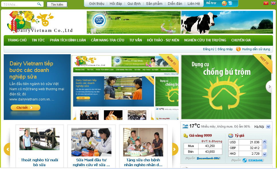 Một phần giao diện của trang web 
