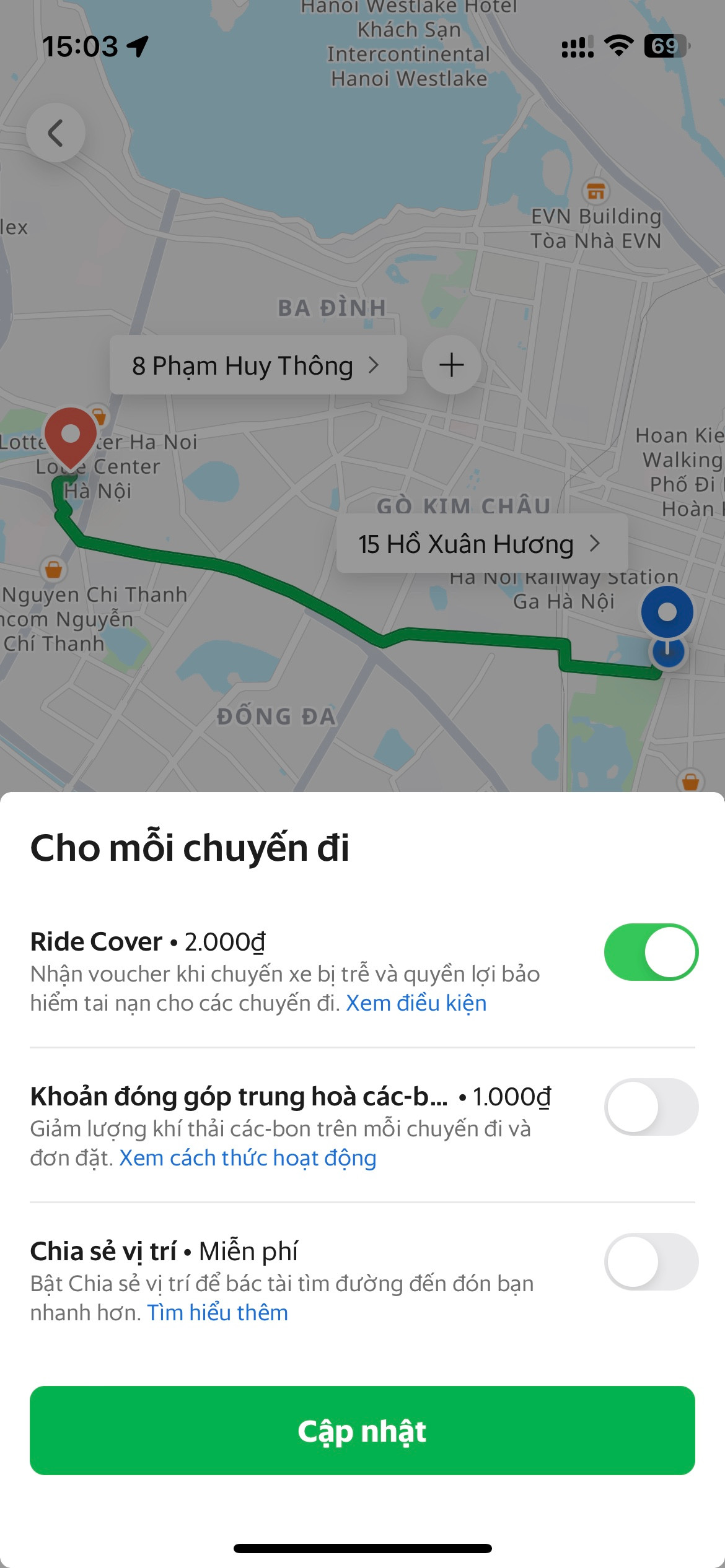 Khoản phí 2.000 đồng/cuốc xe được Grab tự động tích hợp thu mỗi khi khách hàng đặt xe