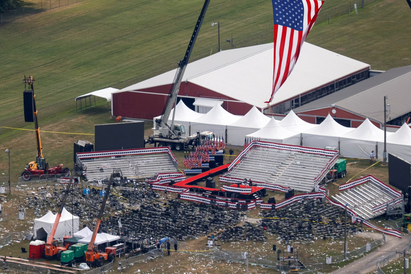Sân khấu vận động tranh cử của ông Trump hôm 13/7 tại Butler. (Ảnh: Reuters)