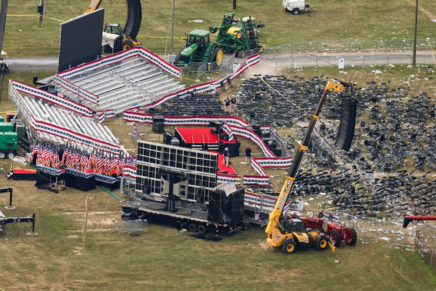 Sân khấu vận động tranh cử của ông Trump hôm 13/7 tại Butler. (Ảnh: Reuters)